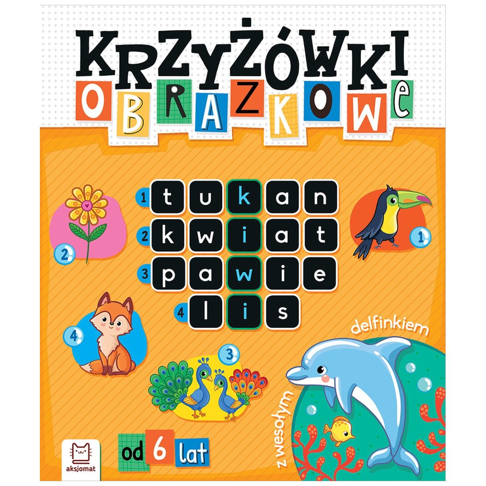 Krzyżówki obrazkowe z wesołym delfinkiem. Od 6 lat