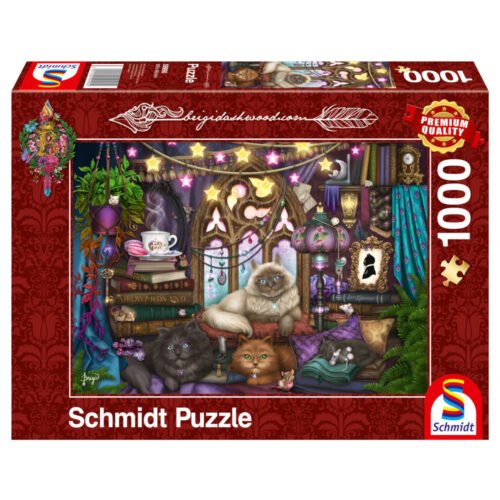 Puzzle 1000 Brigid Ashwood, Koty, herbata i książk