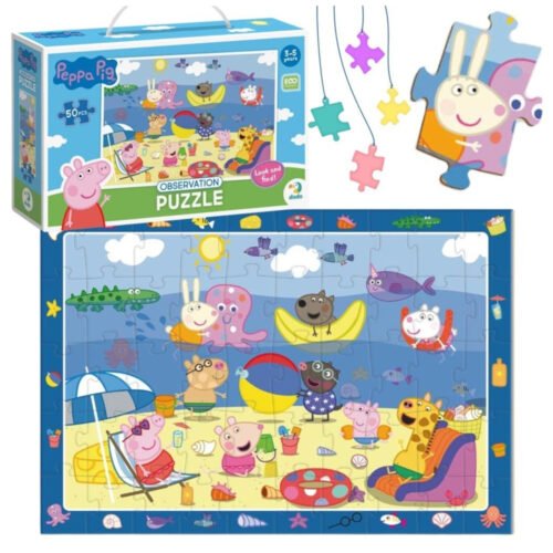 Puzzle 50 obserwacyjne Świnka Peppa. Wakacje