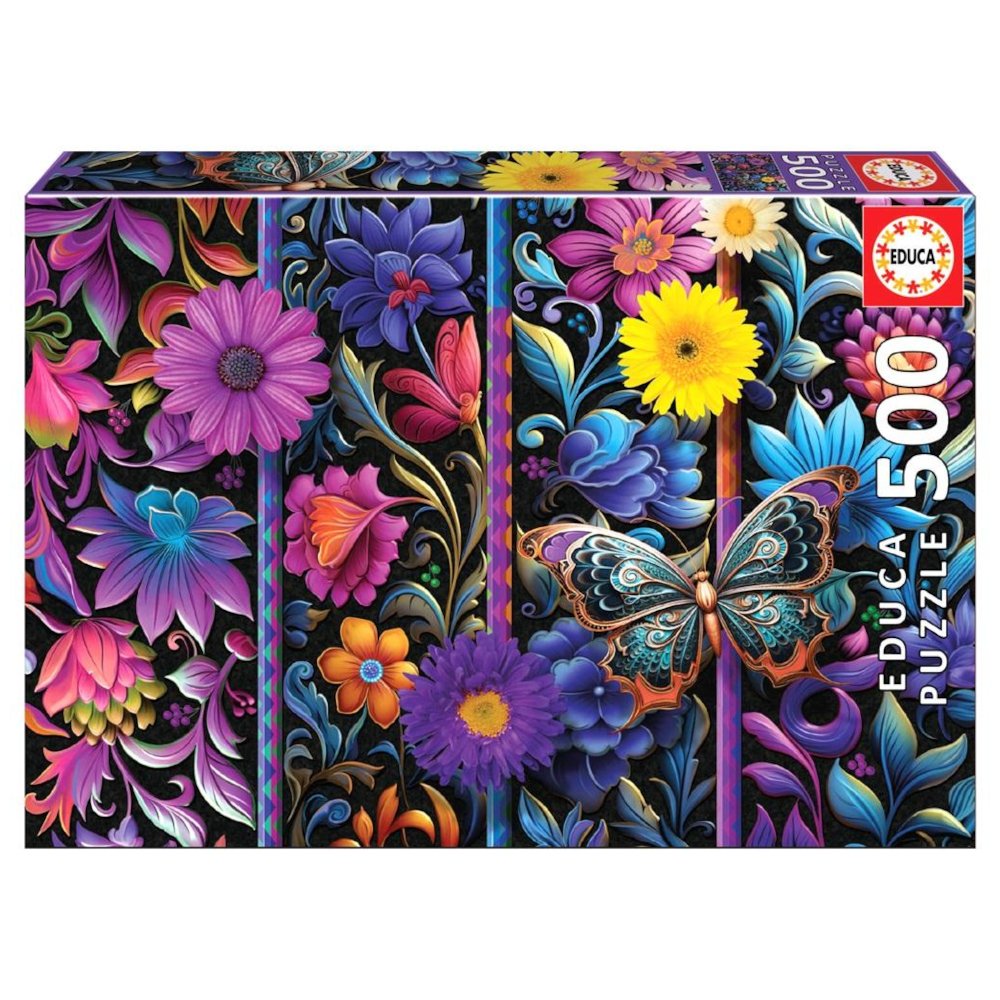 Puzzle 500 Kwiaty i motyl G3