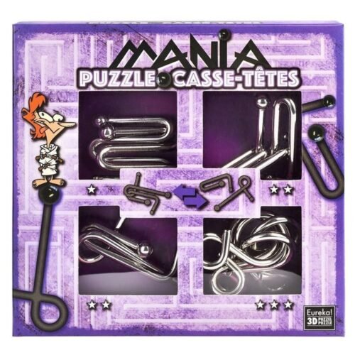 Łamigłówki metalowe 4 szt Puzzle mania fiolet G3