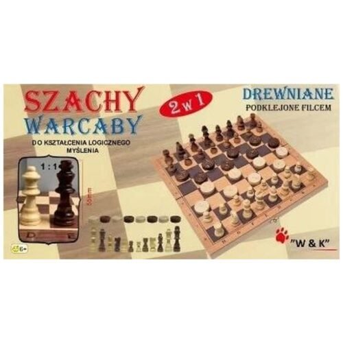 Szachy, warcaby 2w1 drewniane