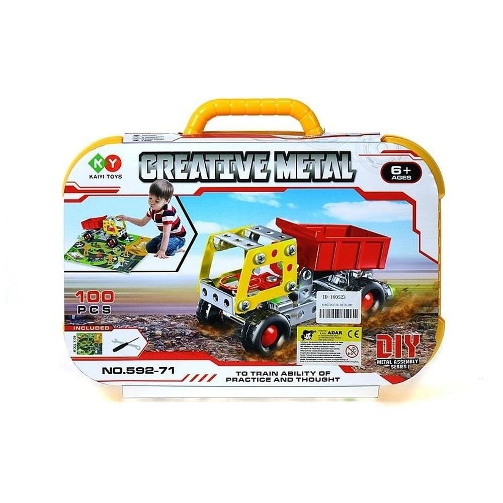 Klocki metalowe do skręcania z matą w walizce