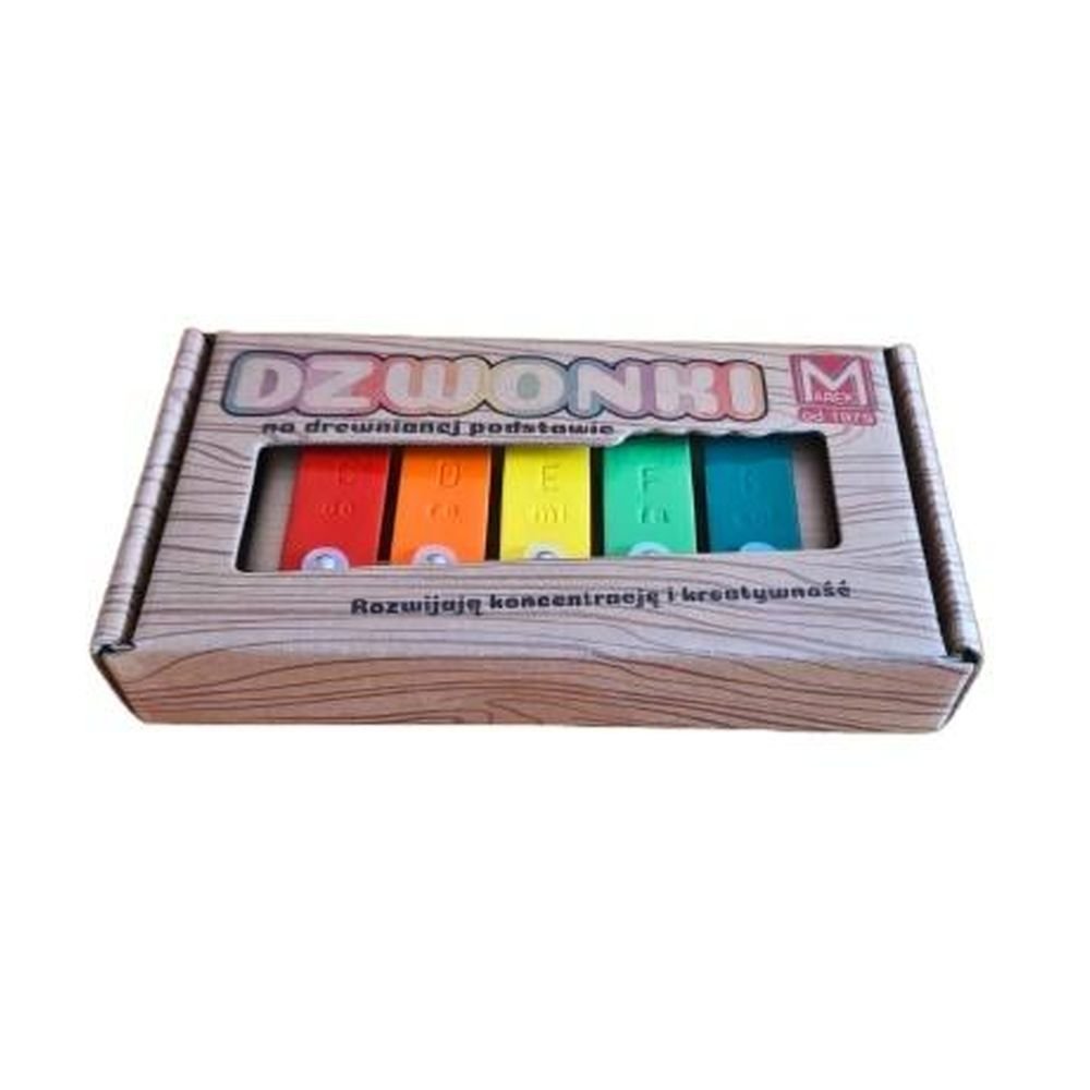 Dzwonki 5-tonowe kolorowe na drewnianej ramie