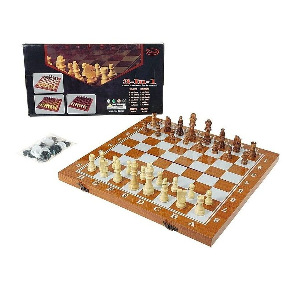 Szachy drewniane 3w1