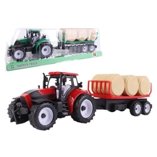 Traktor z przyczepą i belami mix