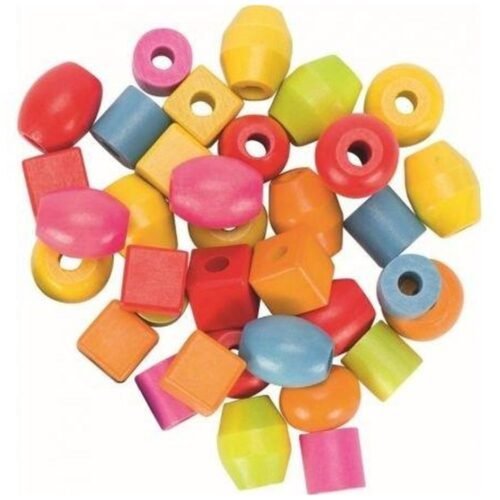 Zestaw drewnianych koralików do nawlekania