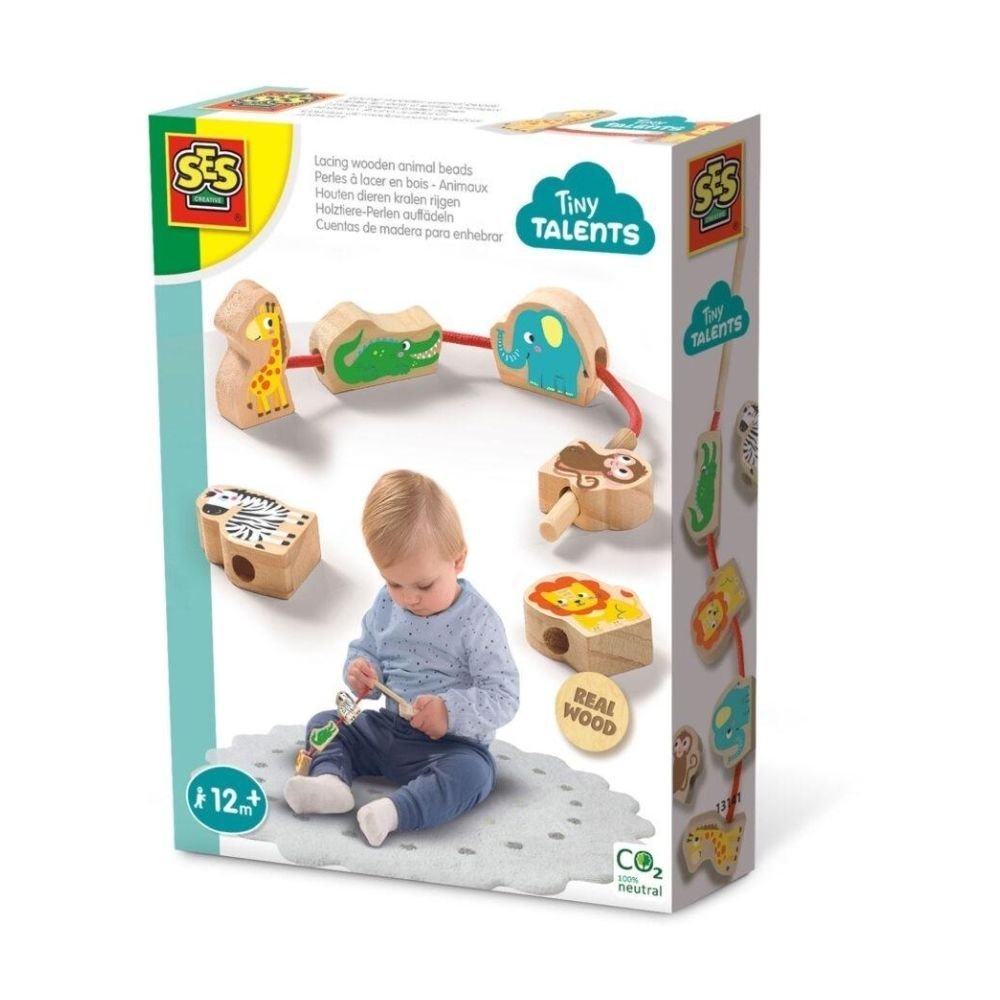 Drewniana sznurowanka Zwierzęta