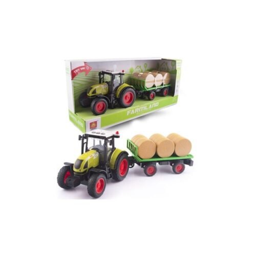 Traktor z przyczepą na bele siana światło i dźwięk