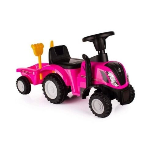 Jeździk traktor New Holland z przyczepką różowy