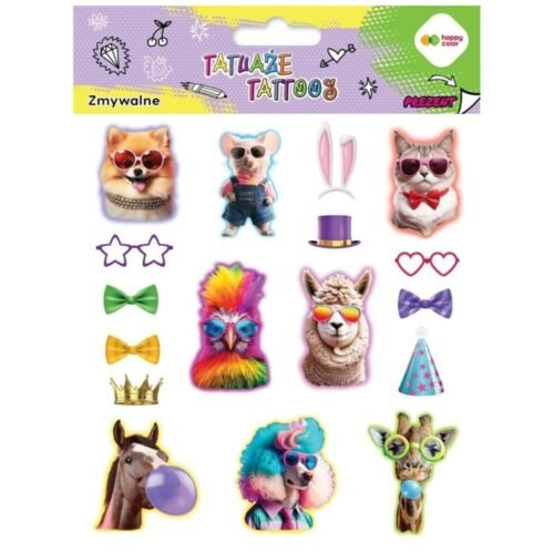 Tatuaże zmywalne Animals Funny HAPPY COLOR