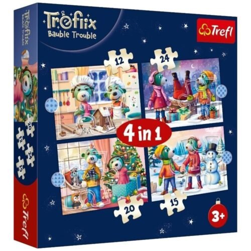 Puzzle 4w1 U Treflików pada śnieg TREFL