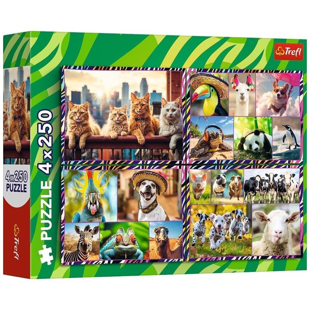 Puzzle 4x250 Zabawne zwierzaki TREFL