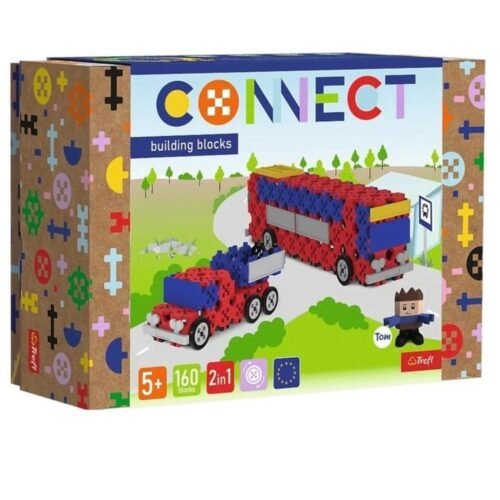 Klocki Connect - Autobus / Auto z naczepą M TREFL