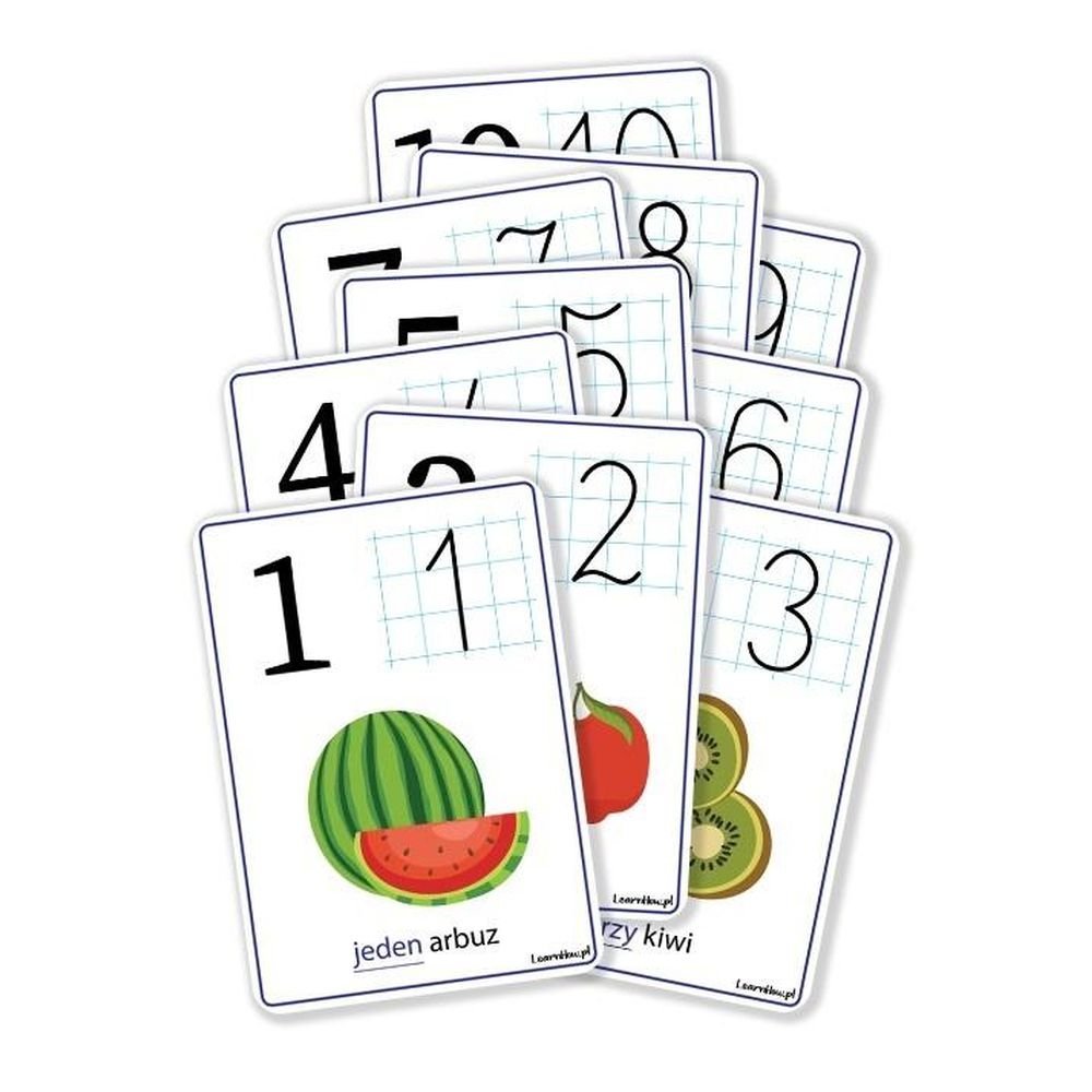 Plansze edukacyjne A4 - Cyfry 1-10 10 kart