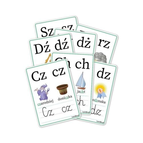 Plansze edukacyjne A4 - Dwuznaki 7 kart