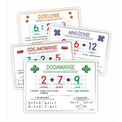 Plansze edu - Działania matematyczne 4 karty