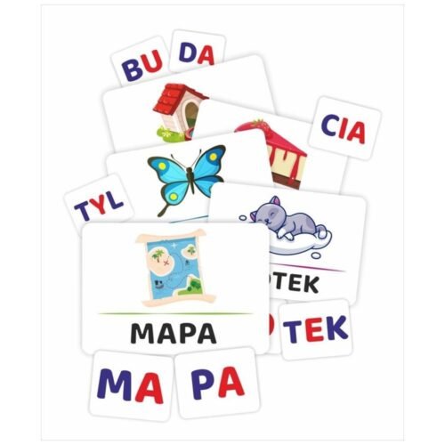 Układanka sylabowa. Wyrazy dwusylabowe 126 kart