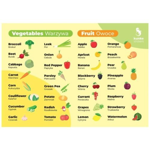 Fiszki do języka angielskiego Owoce, Warzywa 3szt