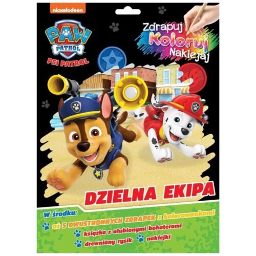 Psi Patrol. Zdrapuj, koloruj, naklejaj. Dzielna..