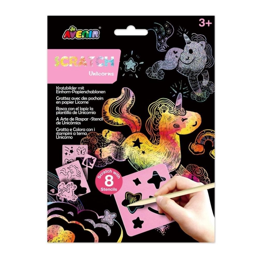 Wydrapywanki z szablonami - Jednorożec