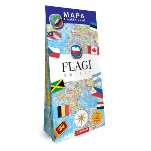 Mapa z naklejkami. Flagi świata