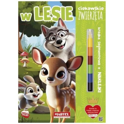 Ciekawskie zwierzęta W lesie z kredką i naklejkami