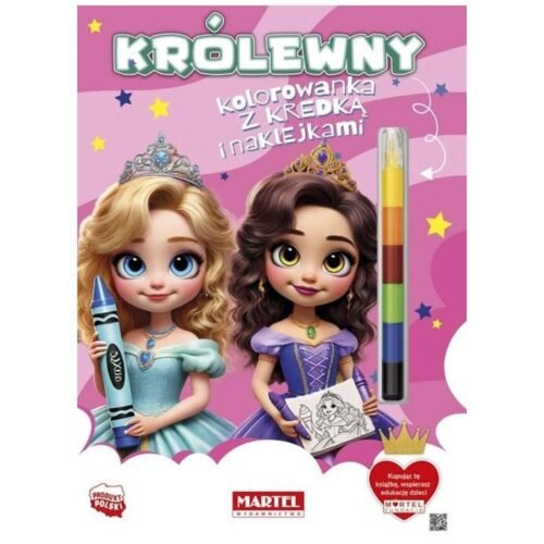 Kolorowanka Królewny z kredką i naklejkami