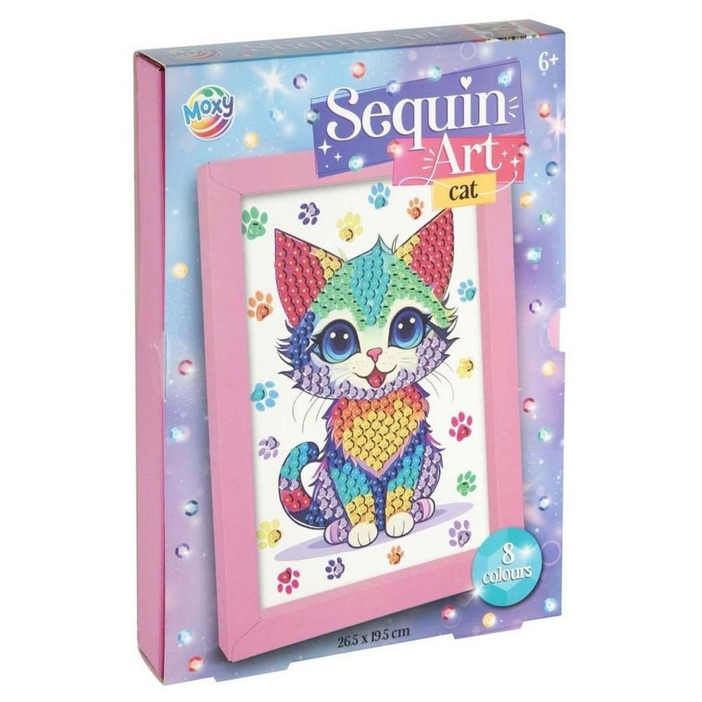 Obraz cekinowy z ramą Kot