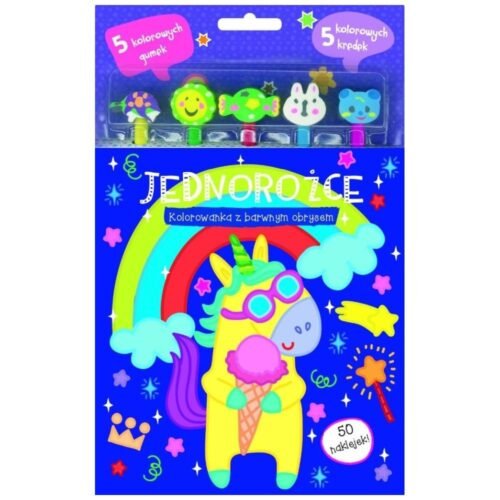 Jednorożce. Kolorowanka z barwnym obrysem