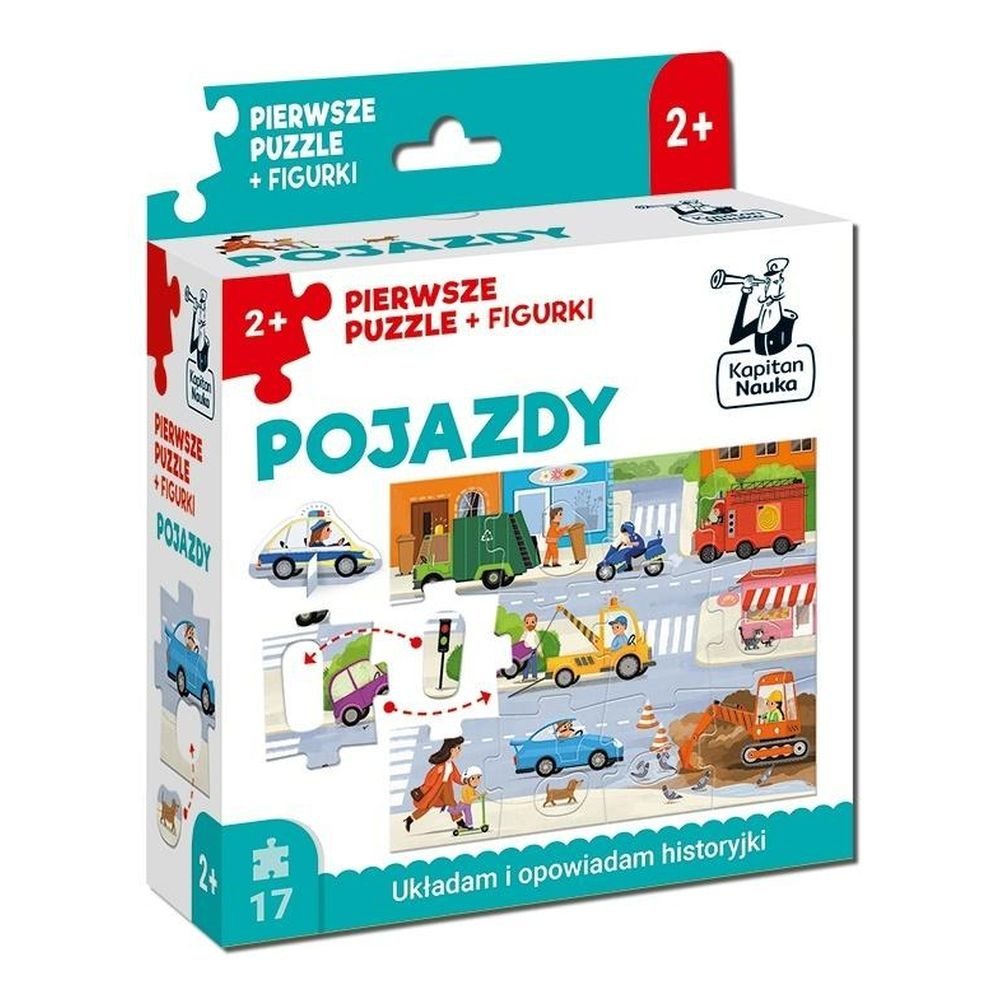 Pojazdy. Pierwsze puzzle + figurki. Kapitan Nauka