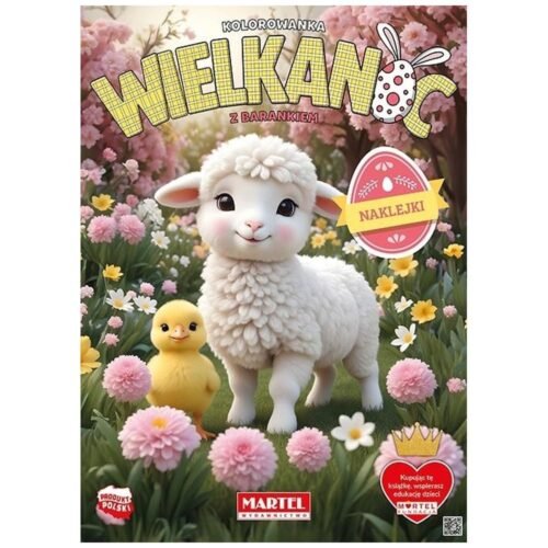 Kolorowanka Wielkanoc z barankiem z naklejkami