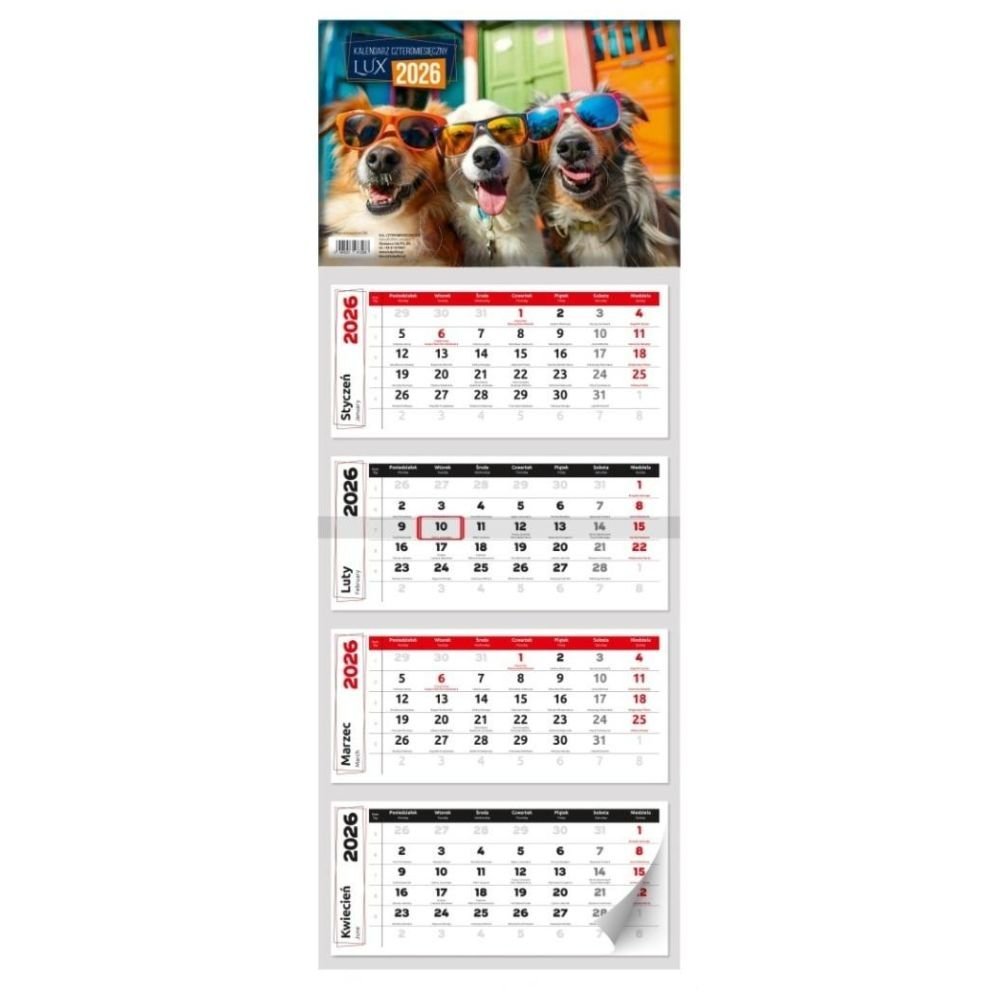 Kalendarz 2026 czteromiesięczny lux