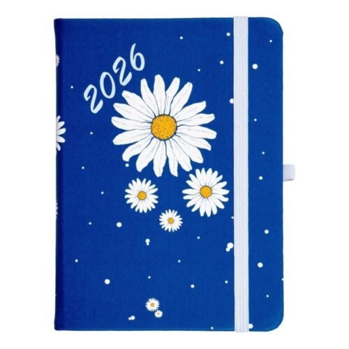 Kalendarz 2026 B6 tyg. Hip Hop stokrotka-granatowa