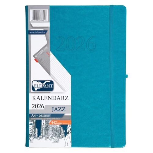 Kalendarz 2026 A4 dzienny Jazz turkusowy