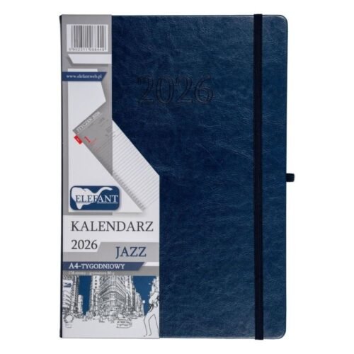 Kalendarz 2026 A4 tygodniowy Jazz granatowy