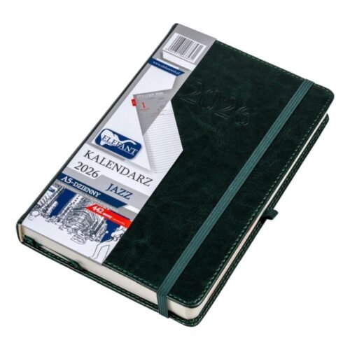 Kalendarz 2026 A5 dzienny Jazz zielony