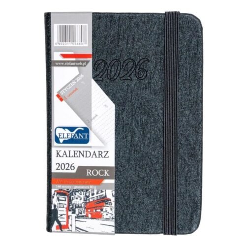 Kalendarz 2026 A7 tyg Rock grafitowy
