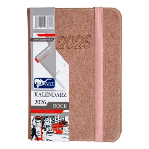Kalendarz 2026 A7 tyg Rock miedziany