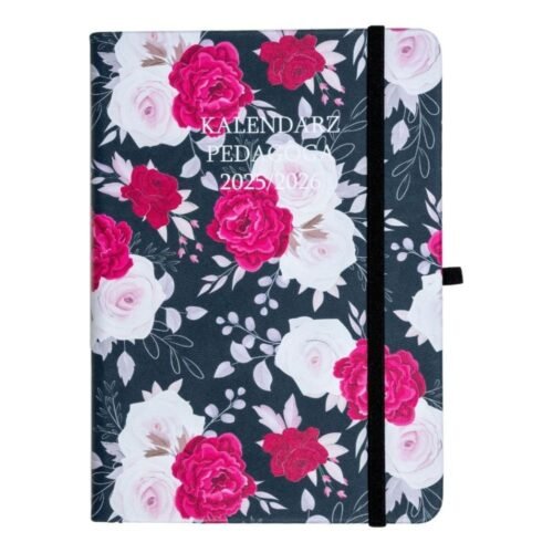 Kalendarz pedagoga 2025/26 B6 tyg Salsa czer-kwiat