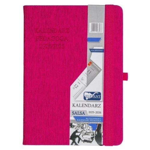 Kalendarz pedagoga 2025/26 B6 tyg. Salsa różowy
