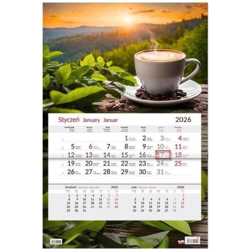 Kalendarz 2026 jednodzielny Kawa