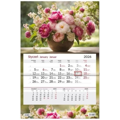 Kalendarz 2026 jednodzielny Kwiaty