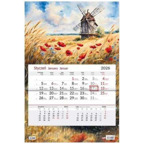 Kalendarz 2026 jednodzielny Młyn
