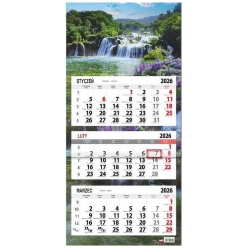 Kalendarz 2026 trójdzielny płaska główka Łubin