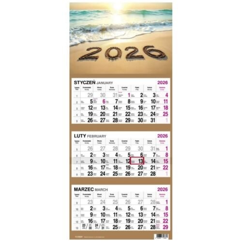 Kalendarz 2026 Trójdzielny Plaża