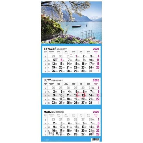 Kalendarz 2026 Trójdzielny Widok