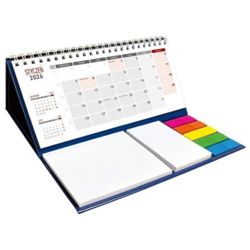 Kalendarz 2026 Biurkowy z notesem granatowy