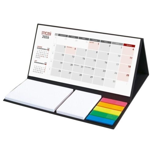 Kalendarz 2026 Biurkowy z notesem czarny
