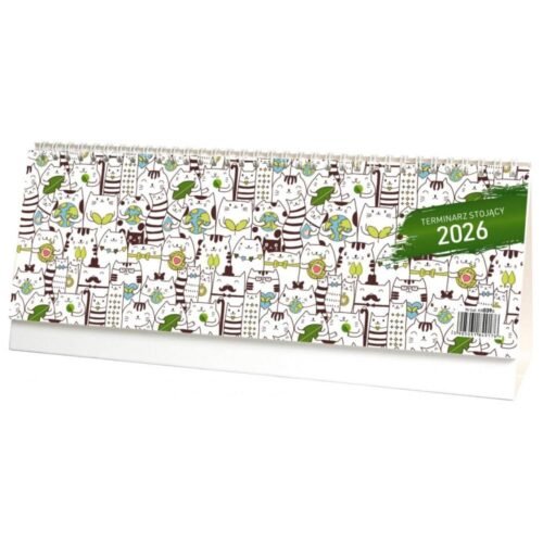 Terminarz 2026 biurkowy stojący koty